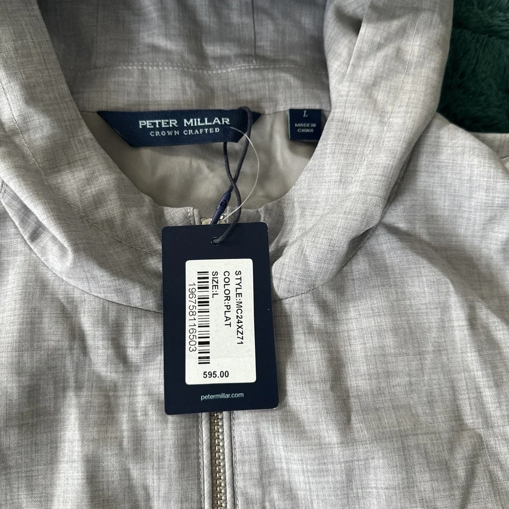 Peter Millar Size Large Crown Crafted Excursionist Lite Full Zip Vest Wool‎ Gray